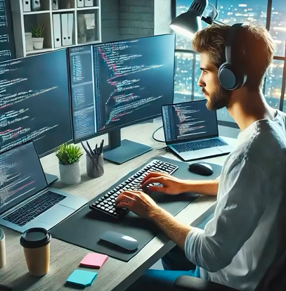 Developer at desk